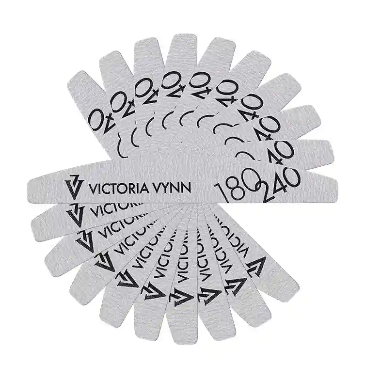 VICTORIA VYNN - Zestaw Pilnik 180/240 półksiężyc, biały - 10szt.